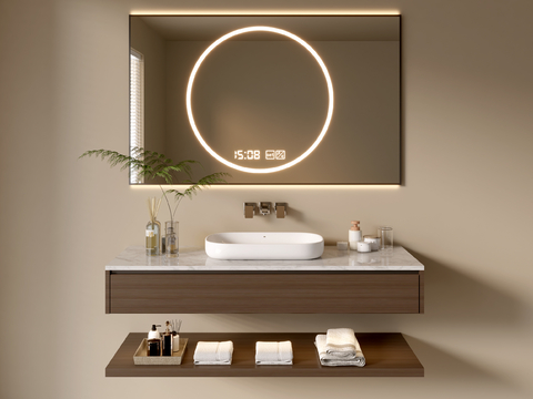 Hanging sink Modern bathroom cabinet