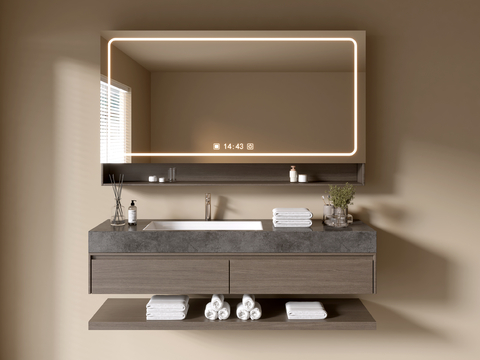 Hanging sink Modern bathroom cabinet