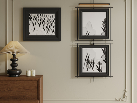 Mid-century Style Hanging Painting Black and White Painting Decorative Painting