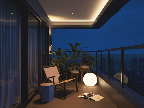 Modern leisure balcony night view