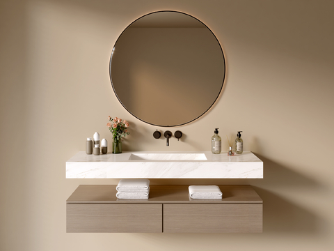 Hanging sink Modern bathroom cabinet