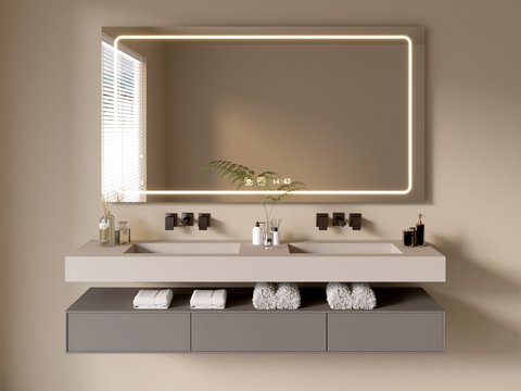 Hanging sink Modern bathroom cabinet