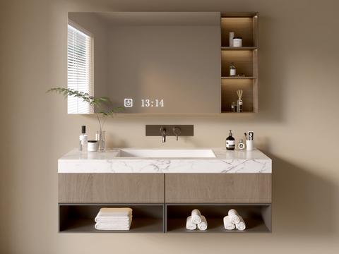 Hanging sink Modern bathroom cabinet