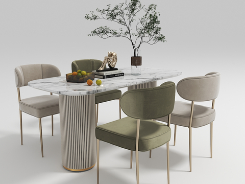 Modern long dining table and chair