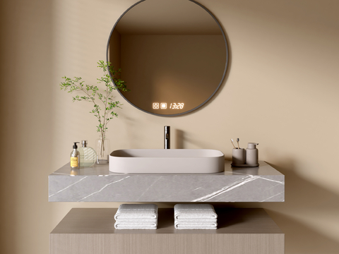 Hanging sink Modern bathroom cabinet