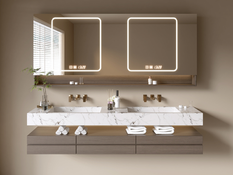 Modern bathroom cabinet double basin sink