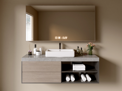 Hanging sink Modern bathroom cabinet