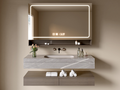 Hanging sink Modern bathroom cabinet