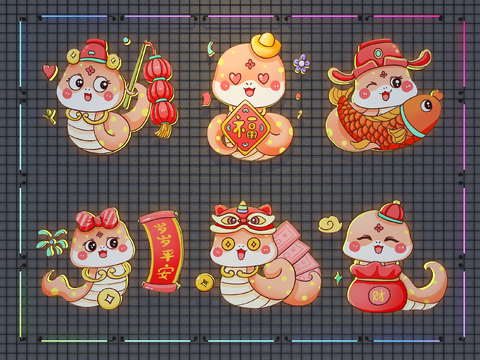 Year of the Snake Sticker Year of the Snake Wall Decoration Spring Festival Beauty Chen