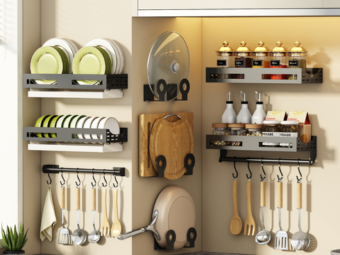 Kitchen wall-mounted storage rack