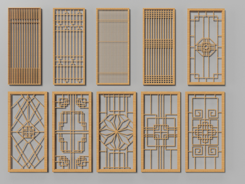 Chinese-style lattice partition wooden screen