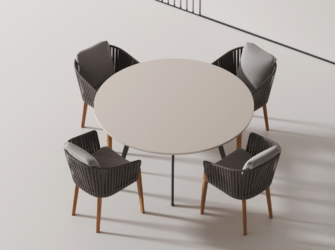 Modern round dining table and chair