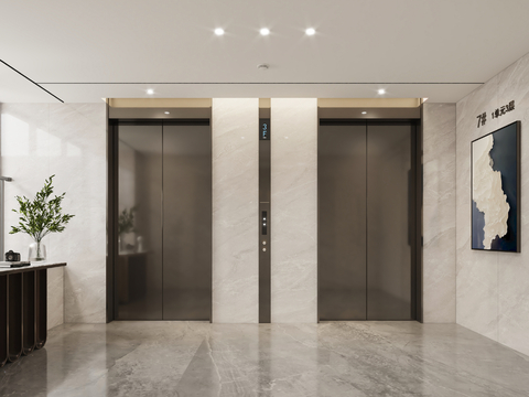 Modern elevator hall aisle