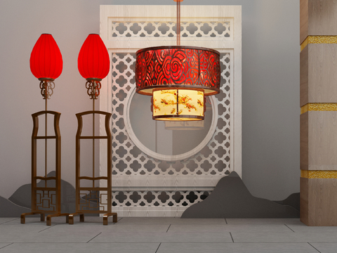 New Chinese Chandelier Floor Lamp