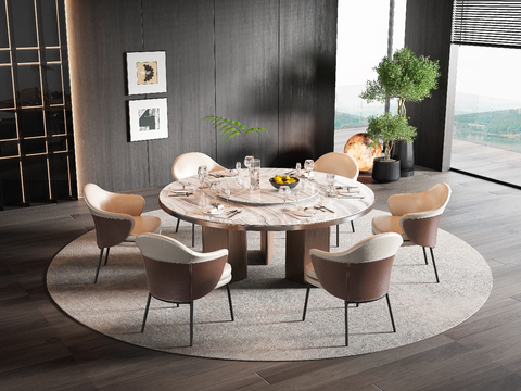 Italian Dining Table and Chair Round Dining Table