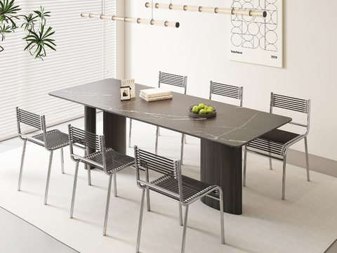 Italian Minimalist Dining Table and Chair