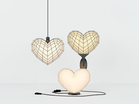 Peach heart chandelier wall lamp table lamp