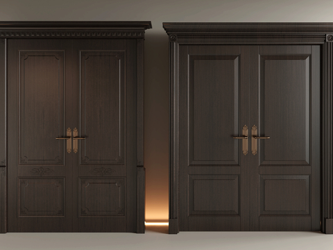 French double door entry door solid wood door