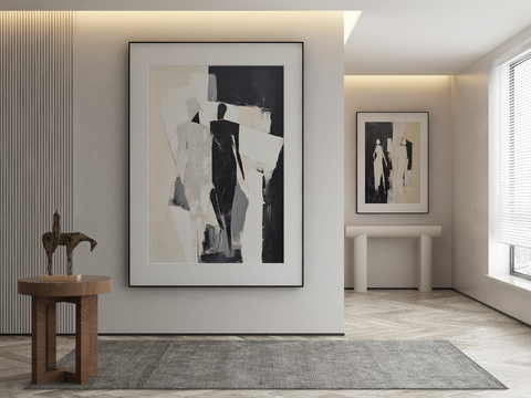 Modern Decorative Painting Black and White Hanging Painting Abstract Figure Painting