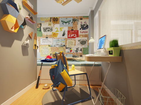 Modern kids Bedroom Study Tatami Bedroom