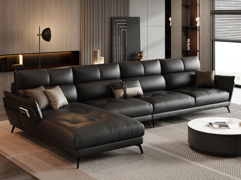 Italian Sofa Multiplayer Sofa Leather Sofa