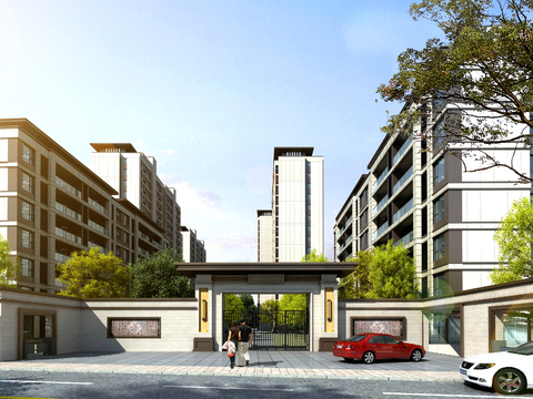 New Asia Residential District Entrance Door Head