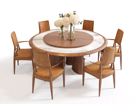 Wabi-sabi Style Box Dining Table and Chair Round Dining Table