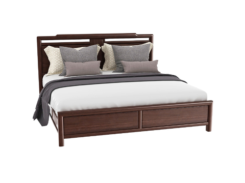 New Chinese Double Bed Walnut Bed