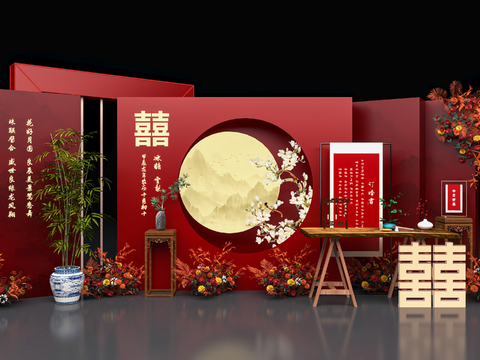 Chinese Wedding Art Display Wedding Banquet Meichen Wedding Sign-in Area