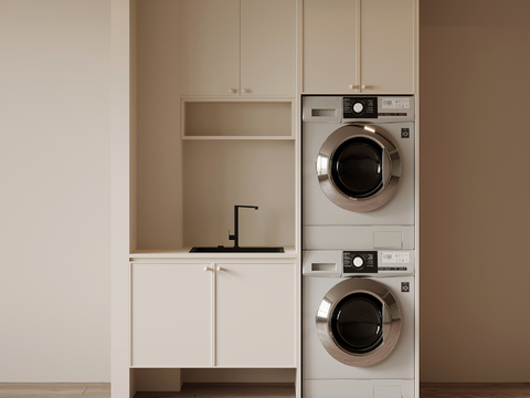 Cream Style Laundry Cabinet Balcony Cabinet