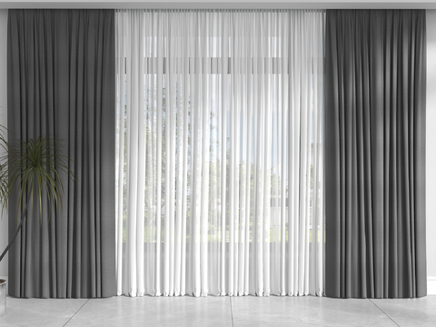 Modern gray curtain gauze curtain