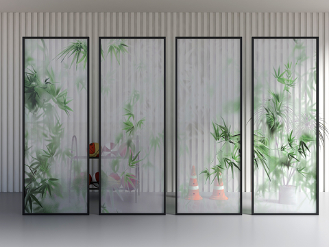 Art Glass Partition Frosted Glass Fog Sense Bamboo Shadow Sticker