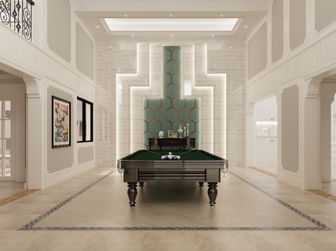 American villa basement billiard room