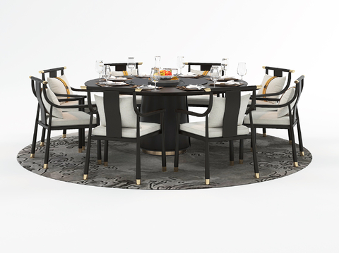 New Chinese Dining Table and Chair Round Dining Table