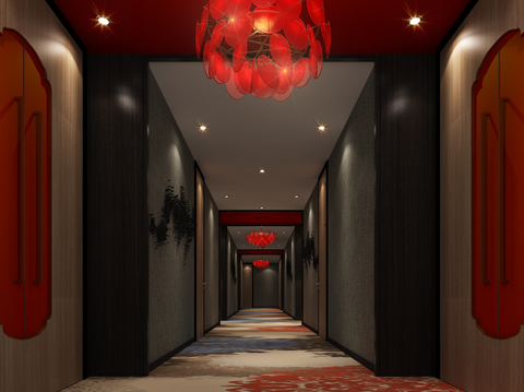 New Chinese Hotel Restaurant Corridor