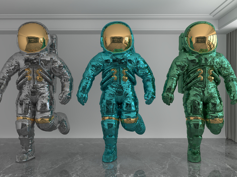 Modern colorful laser astronaut trendy ornaments