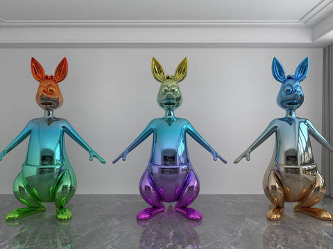 Modern colorful laser rabbit trendy ornaments