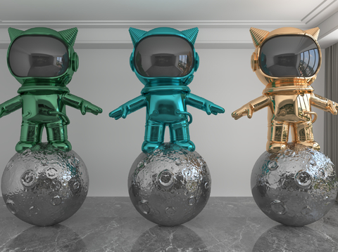 Modern colorful laser astronaut trendy ornaments