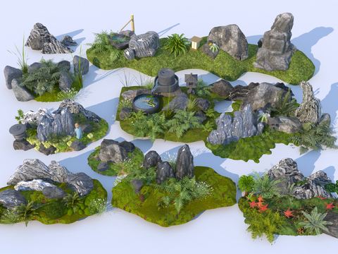 Modern micro-terrain stone plant flower landscape stone