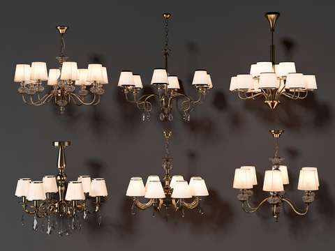 European-style lampshade chandelier multi-head chandelier