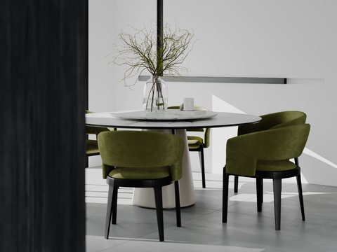 Modern round dining table and chair