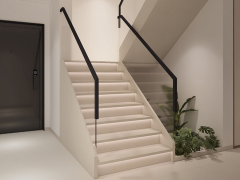 Modern Handrail Stairs Glass Stairs Corner Stairs