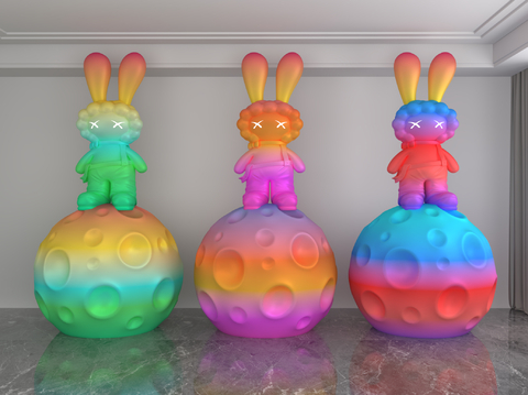 Modern colorful rabbit doll trendy ornaments