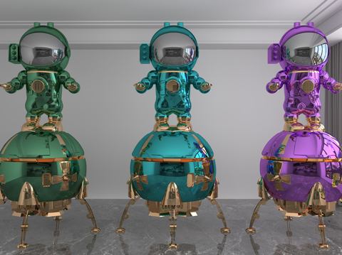 Modern colorful laser astronaut trendy ornaments