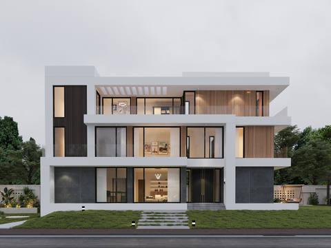 Single-family villa exterior three-story villa