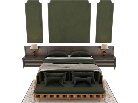 Southeast Asia double bed bedside table bed background