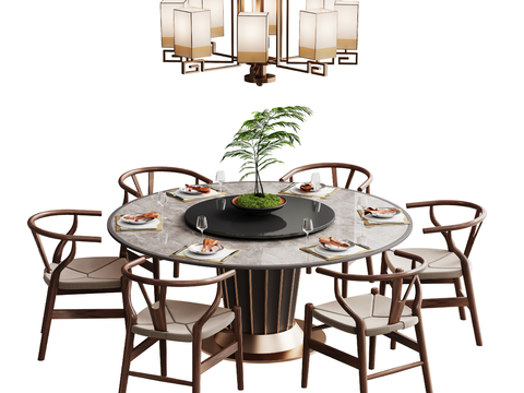 New Chinese Dining Table and Chair Round Dining Table