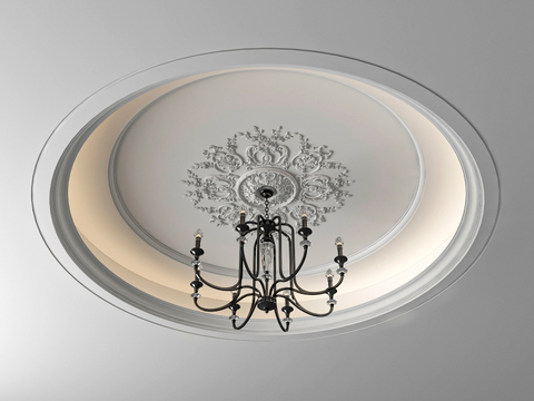 European-style ceiling round plaster lamp panel