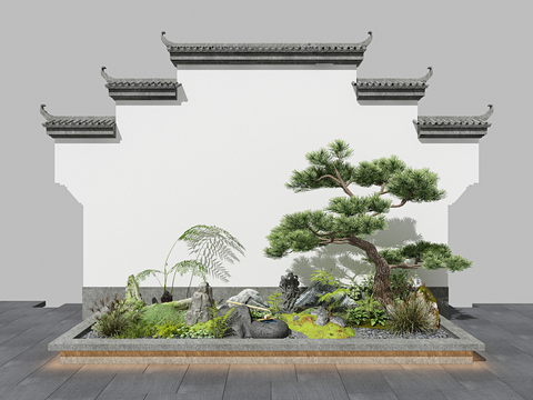 Neo-Chinese Style landscape wall pine tree sketch