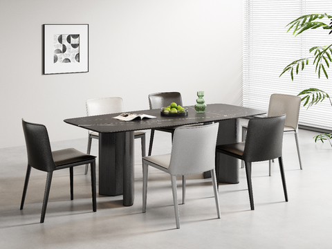 Italian Minimalist Dining Table and Chair